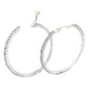 5.5cm CLIP ON Diamante CRYSTAL Rhinestone BIG Silver HOOP EARRINGS
