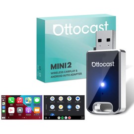OTTOCAST MINI 2025 Latest Wireless, CarPlay & Android Auto Adapter, Wireless Connection, Automatic Connection, Compatible with over 98% of Vehicles, Bluetooth, Music, Voice Control, GPS Navigation