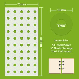2500 Pack Self-Adhesive Hole Reinforcement Stickers, 1/4" Diameter Hole Punch Reinforcement Labels for School Home and Office, Clear, Non-Printable