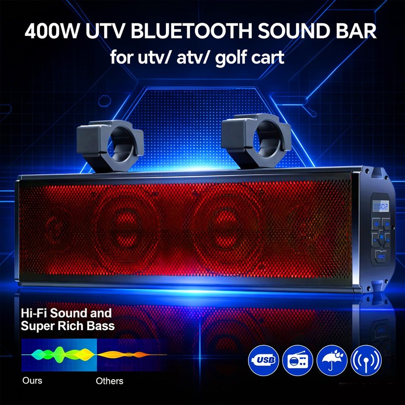 17 Inch Golf Cart Sound Bar Golf Cart Soundbar Bluetooth