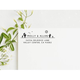 Cactus Return Address Stamp, Desert Address Stamp Self-Inking, 1 x 2.5 inches
