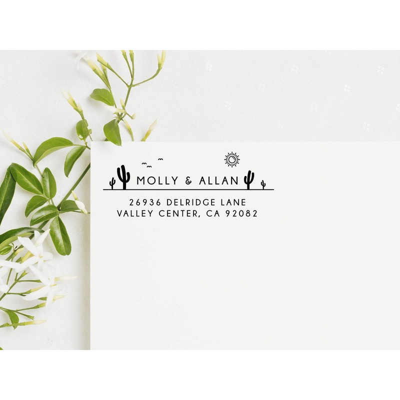 Cactus Return Address Stamp, Desert Address Stamp Self-Inking, 1 x