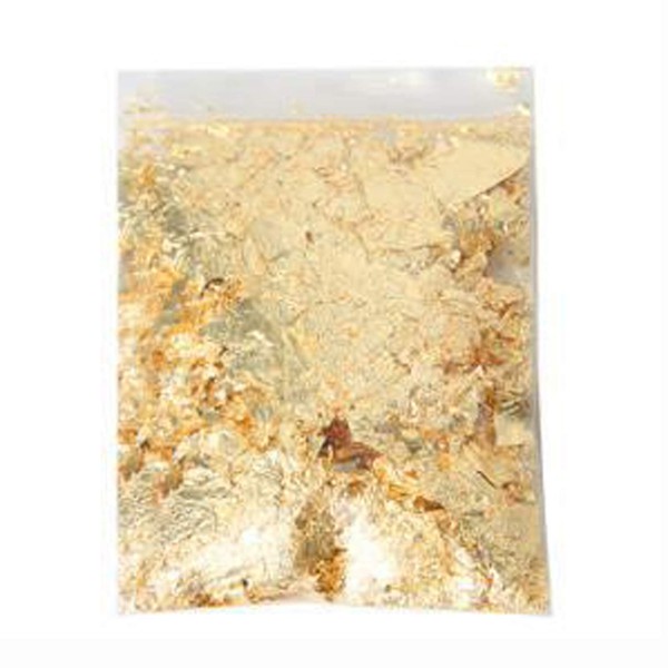 Meiyea 1 Packs of Gold Leaf Gilding Flakes Imitation Gold Metallic Foil Flakes for Nails Art, Paintings, DIY Crafts, Resin Art (Pack 3g)
