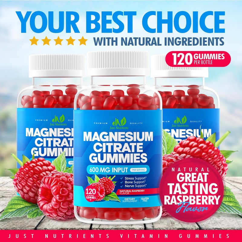 Magnesium Citrate 600mg Gummies (120 Count) - Maximum Strength, Supports