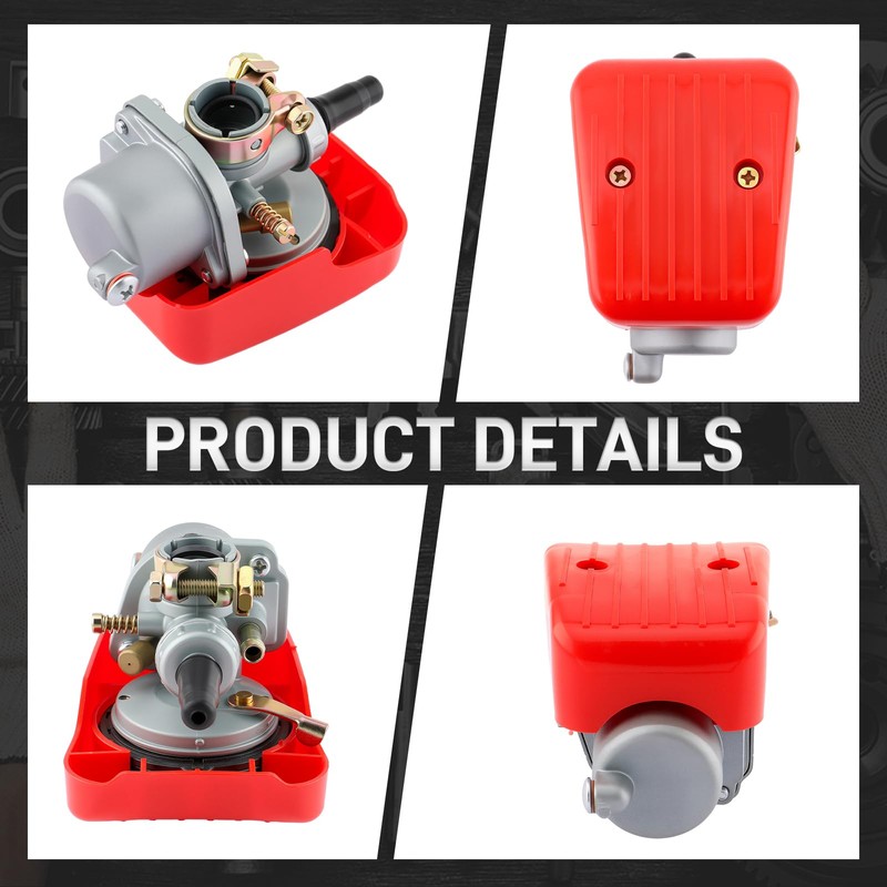 CARBBIA Red Motorized Bike Carburetor for 2 Stroke 49cc 50cc