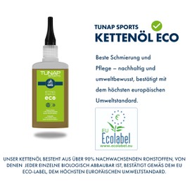 TUNAP SPORTS Eco Chain Oil, 100 ml Dropper Bottle, Biodegradable, Smooth-Running Bicycle Long-Lasting Lubrication for the Chain, Over 90% Renewable Raw Materials, E-Bike Ready, Made in Germany