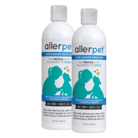 Allerpet Dog 12-oz Bottle (2 Pack) - Best Allergy Relief & Pet Dander Remover for Allergens - Ditch Your Allergy Shampoo & Deshedding Tools - 100% Non-Toxic & Safe for Pets, Good for Fur & Skin