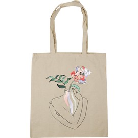 Hippowarehouse Floral line art greek statue Tote Shopping Gym Beach Bag 42cm x38cm, 10 litres