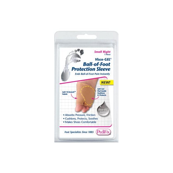 PediFix Visco-Gel Ball-of-Foot Protection Metatarsal Sleeve, 1 Pack Small Left