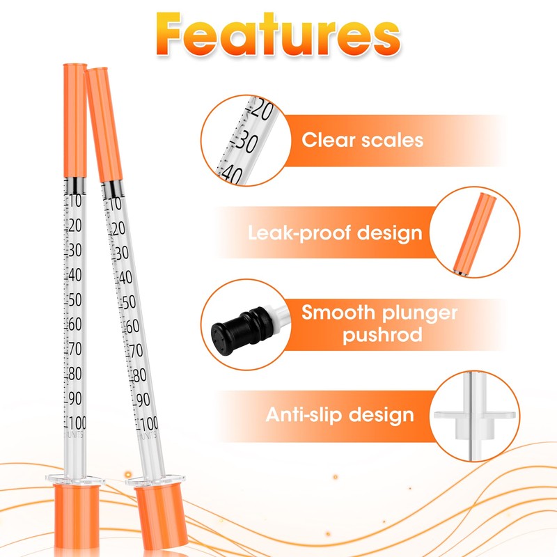 1cc Syringe 27G 1/2" 13mm, U-100 1ml Lab Syringes, Pack