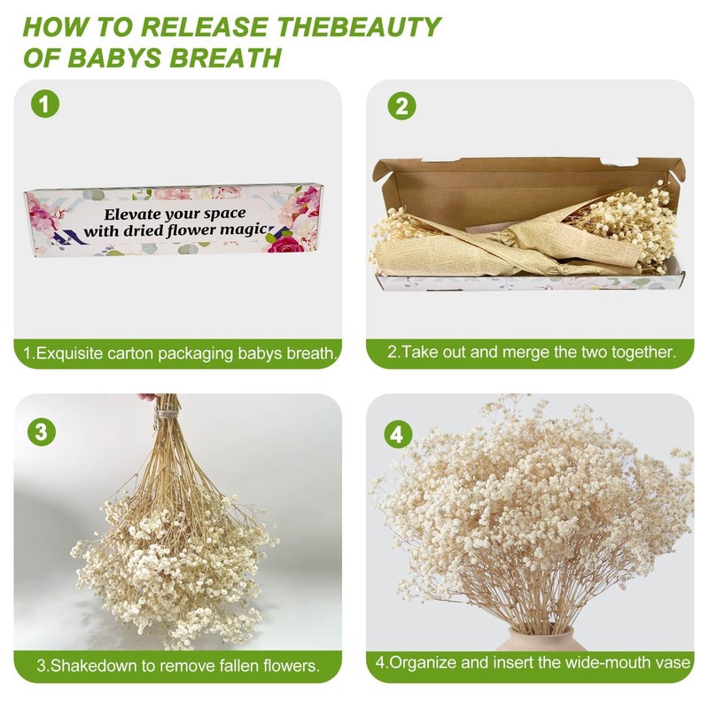 5000+ Dried Babys Breath Flowers Bulk - 17" Ivory White