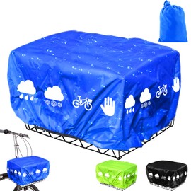 AUNGCSHE Rain Cover Bicycle Basket, Bicycle Basket Rain Cover with Elastic Band, Basket Cover, Waterproof with Reflective Strips, Rain Cover for Rear Basket, for All Baskets up to Size 45 x 45 cm