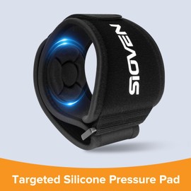 Sioven Tennis Elbow Support Strap for Men Women, Golfers Elbow Support with Removable Compression Pad, Adjustable Elbow Brace Sleeves for Tendonitis Relief, Sports & Daily Work (Black)