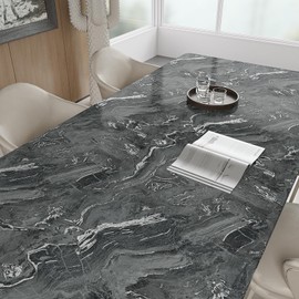 VaryPaper 15.7''x78.7'' Glossy Silver Black Marble Contact Paper Peel and Stick Countertops Waterproof Marble Wallpaper for Kitchen Bathroom Removable Self Adhesive Marble Vinyl Wrap for Cabinets