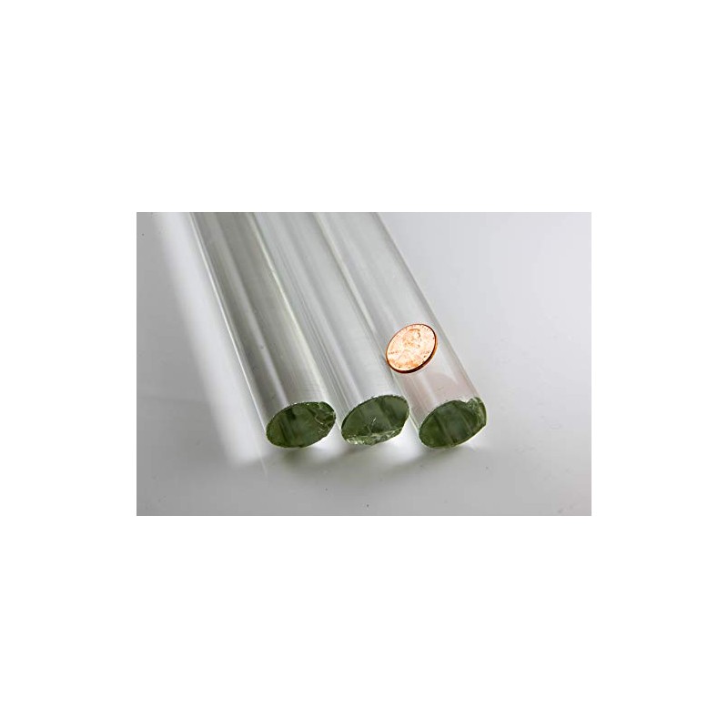 Devardi Glass Thick Boro Rods, 3 Clear 24mm Glass Rods,