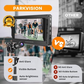 PARKVISION Bicycle Rear View Camera with Sunshade, 4.3'' HD 1080P Monitor with Auto Dim, 8000mah Rechargeable Battery, 3Mins Installation Bike Camera for Mountain, Ebike,Road Bike
