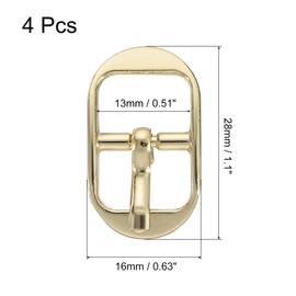 sourcing map Metal Roller Buckle, 4Pcs 0.51 Inch Single Prong Belt Buckle Oval Center Bar Buckles for Leather Craft Accessories Belt, Gold