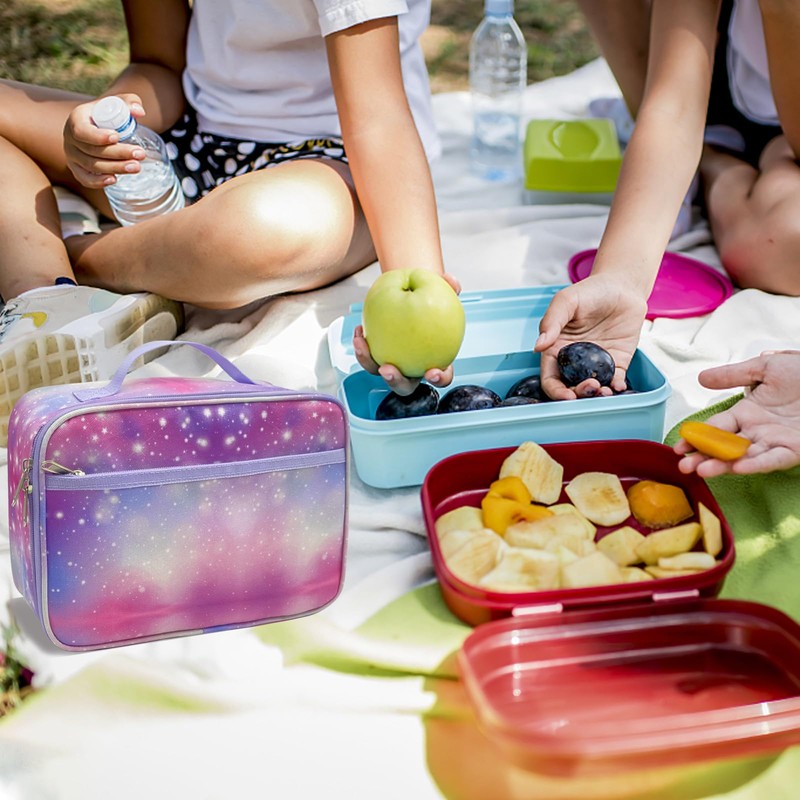 Kulle Lunch Box for Girls, Insulated Space Theme Lunch Bag,