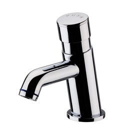 ENKI, Vision, BT4300, Self Closing Non Concussive Basin Tap Modern, for Pre-Mixed Water, Hot or Cold, Commercial Use, Adjustable Shut Off Time, Chrome