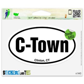 C-Town Clinton CT Oval Vinyl Car Bumper Window Sticker 3" x 2"