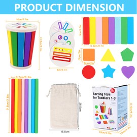 MWRWRR Children's Montessori Toy from 1 2 3 Years Boys Girls, Colour Shape Sorting Game, Children's Colours Learning Wooden Toy, Wooden Toy from 3 Years, Sensory Toy, Gifts Birthday