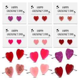 Kigeli 12 Pairs Heart Earrings Set Bulk Galentine's Day Red Pink Love Heart Earrings Gift Cute Valentine's Day Gifts Ideas Galentines Party Favors Stuffers Jewelry for Women Friends Ladies