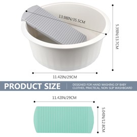 DOERDO Washboard Basin Laundry Wash Basin Hand Washboard for Laundry Washing Clothes Portable Washtub for Home Bathroom,13.9x5.4 Inch, White