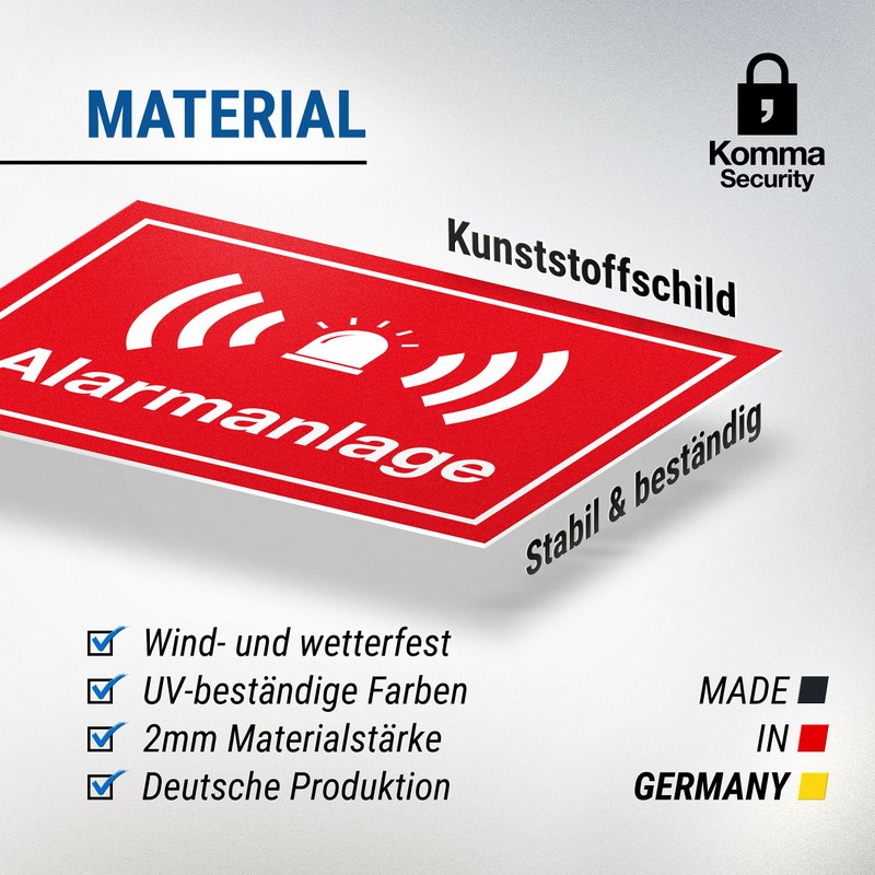 Komma Security Alarm System Sign 30 x 20 cm -