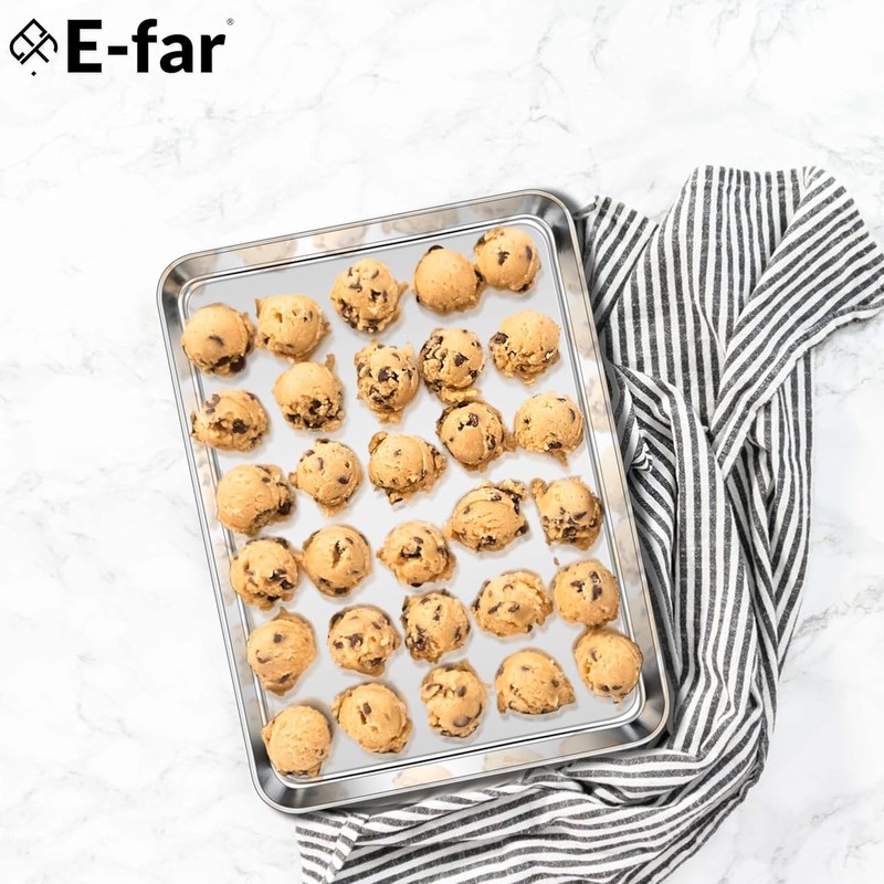 E-far Stainless Steel Baking Sheet Set of 3, 12.4”/10.5” /9.4”