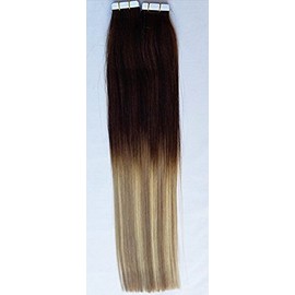 Hair Faux You 20" Tape in Hair Extensions Remy Human Hair Glue in Extensions Color #T2-18/613 Balayage Ombre Highlighted 50g 20Pcs/Package