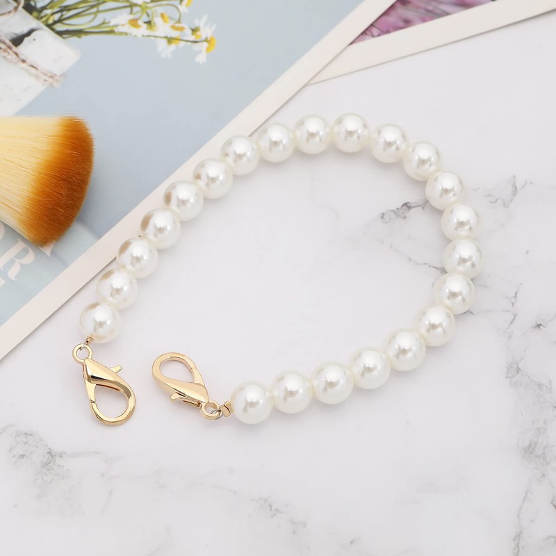 eMagTech 6 Pieces Faux Pearl Handbag Straps Replacement Beads Handbag