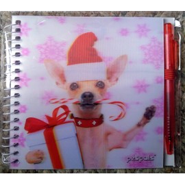3D Christmas Kitty Cat Spiral Notebook Memo Pad Journal With Pen 4.75" X 4.75"