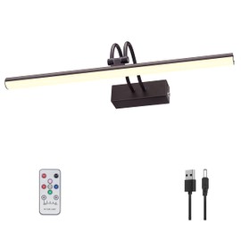 RAIFOOLLY Picture Light,Picture Lights for Wall Cordless,16" Picture Lights with Timer and Dimmable,Battery Wall Lights for Display Gallery Painting Art Frame Portrait-Bronze