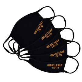 USS Vella Gulf CG-72 Adult Black Face Mask 100% Cotton/Washable Reusable/Ticonderoga Class Cruiser