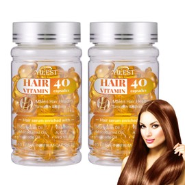 40 Hair Vitamin Capsules - Leave-In Hair Serum Enriched with Moroccan Oil, Macadamia Oil and Vitamins A, C, E, Pro Vitamin B5 for Healthy, Smooth, and Shiny Hair (2PC)