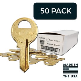 SUMMIT DOORWARE M1 Master Key Blanks in Premium Brass | Uncut Blank Keys for Home and Professional Use | Pack of 50 Blank Keys