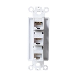 BUPLDET 3 Port CAT6 Ethernet Wall Plate Insert - CAT 6 RJ45 Network Cable Decora Insert for Midsize/Oversize Decorator Cover Plate