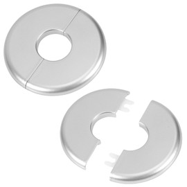 2pcs Wall Split Flange, ABS Self-Adhesive Escutcheon Plate for 29mm/1.14in Diameter Water Pipes Round Buckle Design Plumbing Cover Plates for Faucet Kitchen Toilet (Silver)