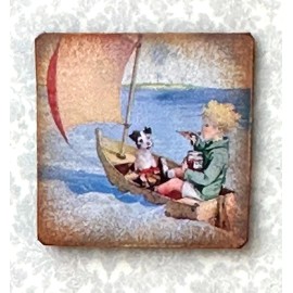 The Happy Little Home Miniature Dollhouse Little boy SAILING THE 7 SEAS with his DOG & peanut butter
