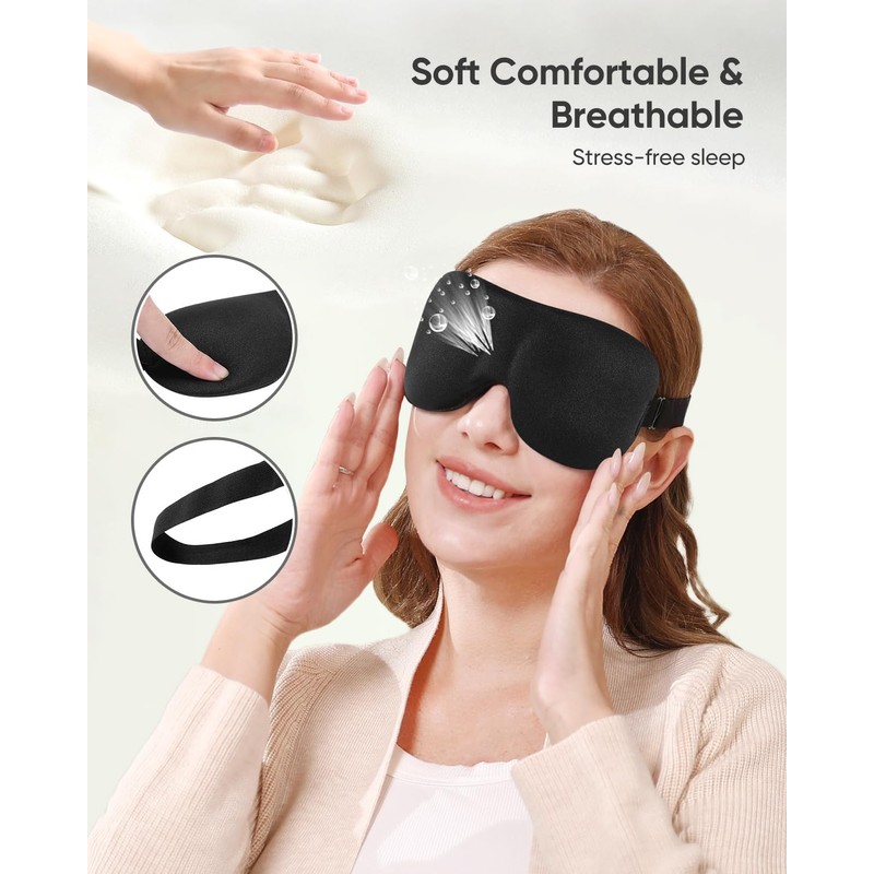 LKY DIGITAL Sleep Mask for Side Sleeper 3 Pack, Blackout