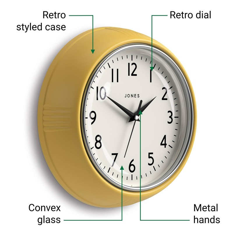 JONES CLOCKS Ketchup Wall Clock | Round Retro Diner Clock