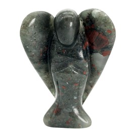 favoramulet 2 Inches Africa Bloodstone Crystal Pray Guardian Angel Statue, Carved Healing Peace Angel with Wing Figurine Pocket Stone