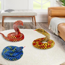 Herfair Large Realistic Snake Cuddly Toy, Giant Stuffed Toy for Children Adults, Plush Toy, Giant Snake Toy, Plush Toy, Gift for Birthday Party, Prank Props (Green, 100 cm)