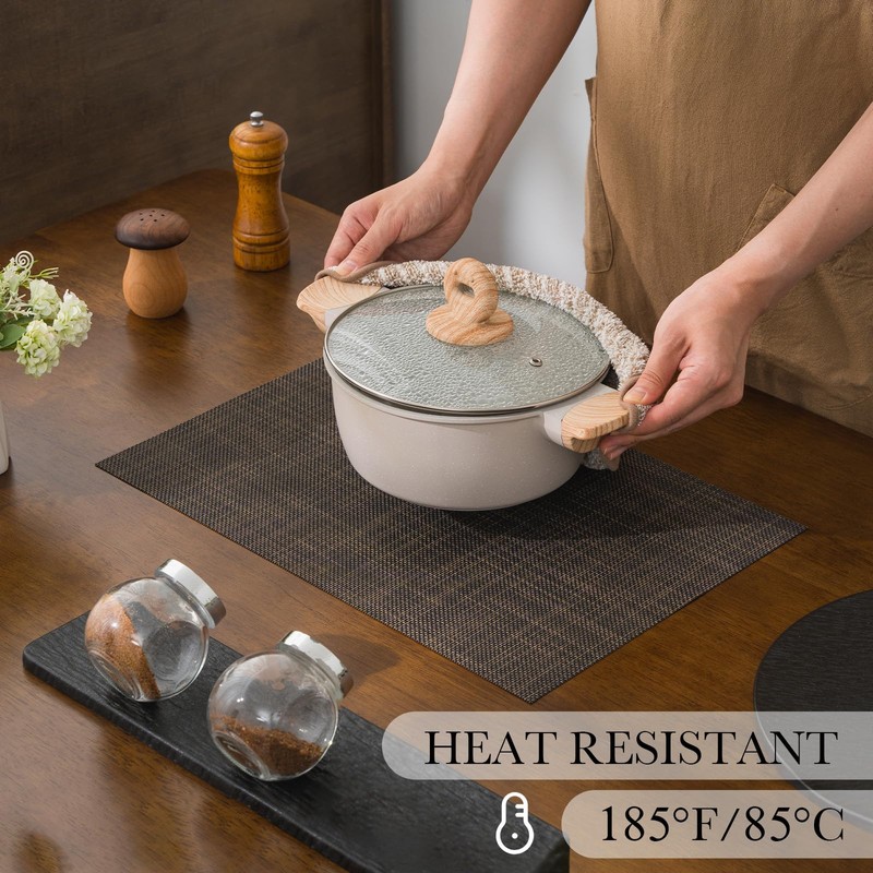 BACKTOEDEN Leakproof Placemats Set of 6, 2-Layer Waterproof placemat for