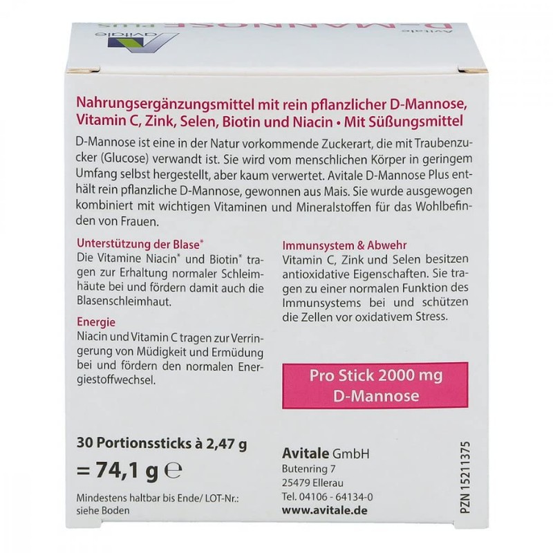 D-Mannose Plus 2000 mg with Vitamins and Minerals Sticks 30