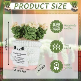 lasuroa Crochet Succulent Plant, Cute Mini Positive Emotional Succulent Crochet Soft Animals Plush Toys Positive Support Life Succulent Doll Gifts for Home Friends Office Desk Dollhouse