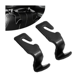 AUCELI Leather Car Seat Headrest Hooks, 2 Pack Back Seat Hangers, Hanger Holder for Auto Backseat, Storage for Purses Bags Coats Umbrellas, Universal Vehicle Organizer for Hanging Grocery (Black)