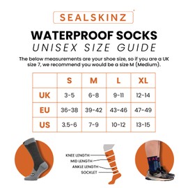 SEALSKINZ Unisex Waterproof All Weather Mid Length Sock With Hydrostop, Black/Grey, Small