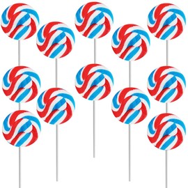 Fruidles Round Patriotic Lollipop, USA Red, Blue, & White Mixed Fruit Flavor, Individually Wrapped, 1.5" Inch (15 gram) Sucker (Pack of 48)
