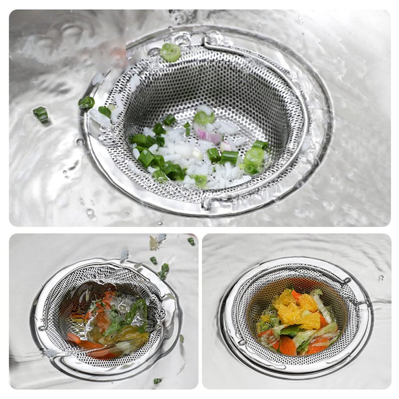 Pack of 2 Sink Strainer with Handle, Stainless Steel Sink